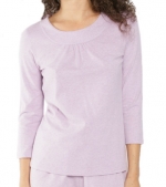 Sueded Jersey Three Quarter Sleeve Scoop Neck Shirt